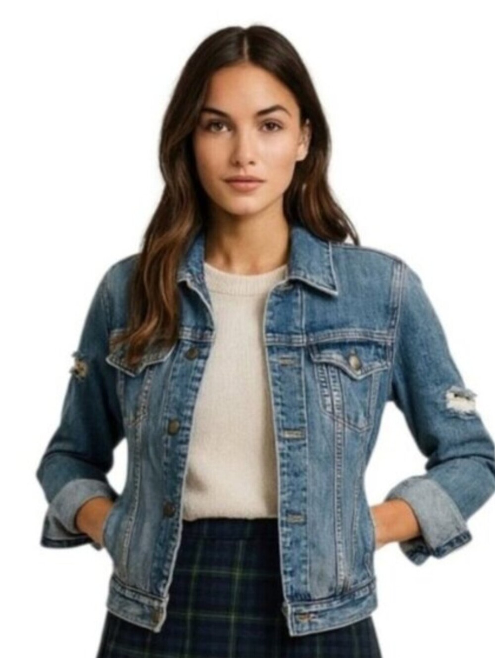 Earl Jean Distressed Patchwork Jean Jacket